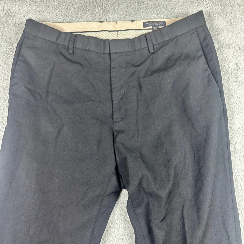 Banana Republic Tailored Slim Fit Dress Pants Mens 36x34 (Fits 34x32) Black Wool